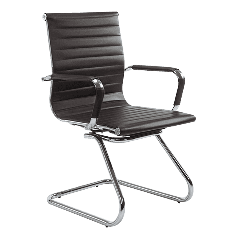 Ruskea moderni keskiselkänojallinen nahkainen neuvottelutuoli (Y-1846C)