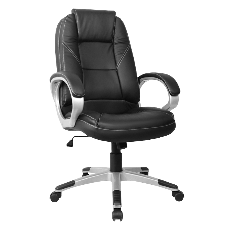 Ergonominen musta nahkainen Manager-työtuoli (Y-2753)
