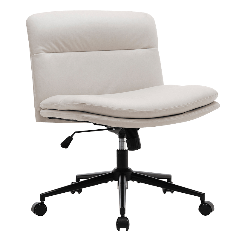 Valkoinen leveä ristijalkainen käsivarreton kotitoimistotuoli (Y-C56)