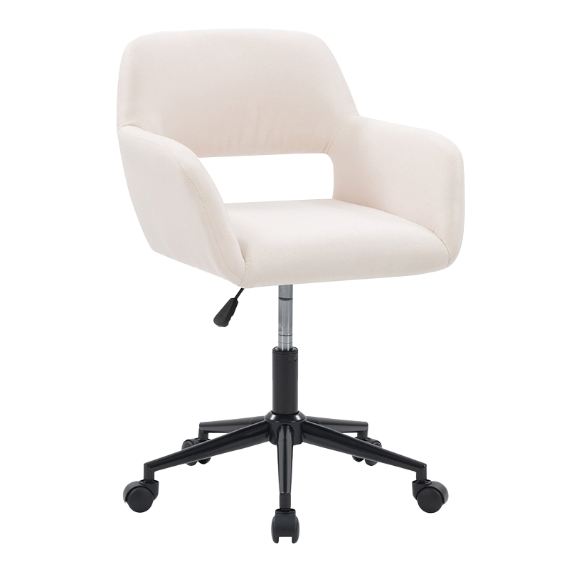 Beige kangas Puu käsinoja leveä verhoiltu kotitoimiston tuoli (GY-630)