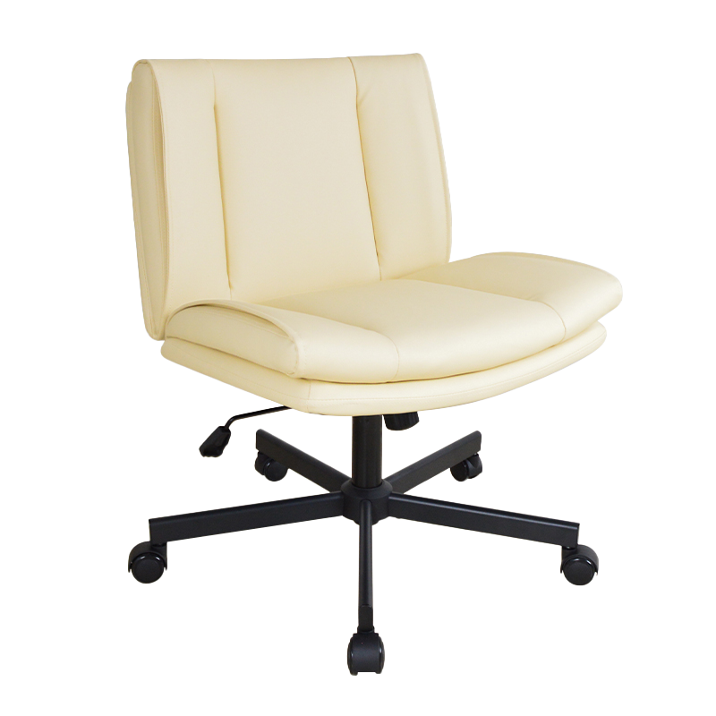 Keskiselkä PU-käsivarreton leveä verhoiltu kotitoimistotuoli (X-5146)