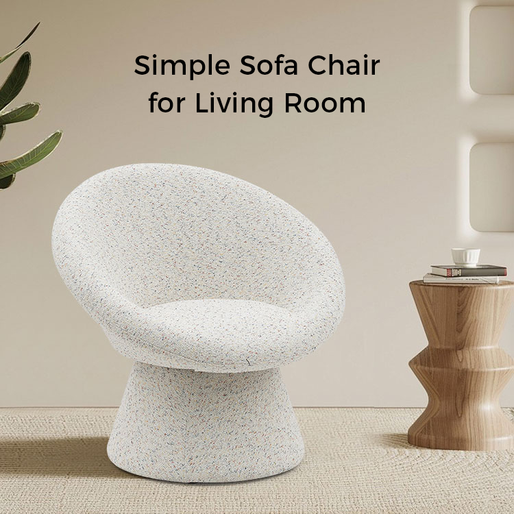 Nordic White Fabric Lazy Round Shape Olohuoneen tuoli Yhden istuttava sohva Accent lepotuolit selkänojalla (GY-645)