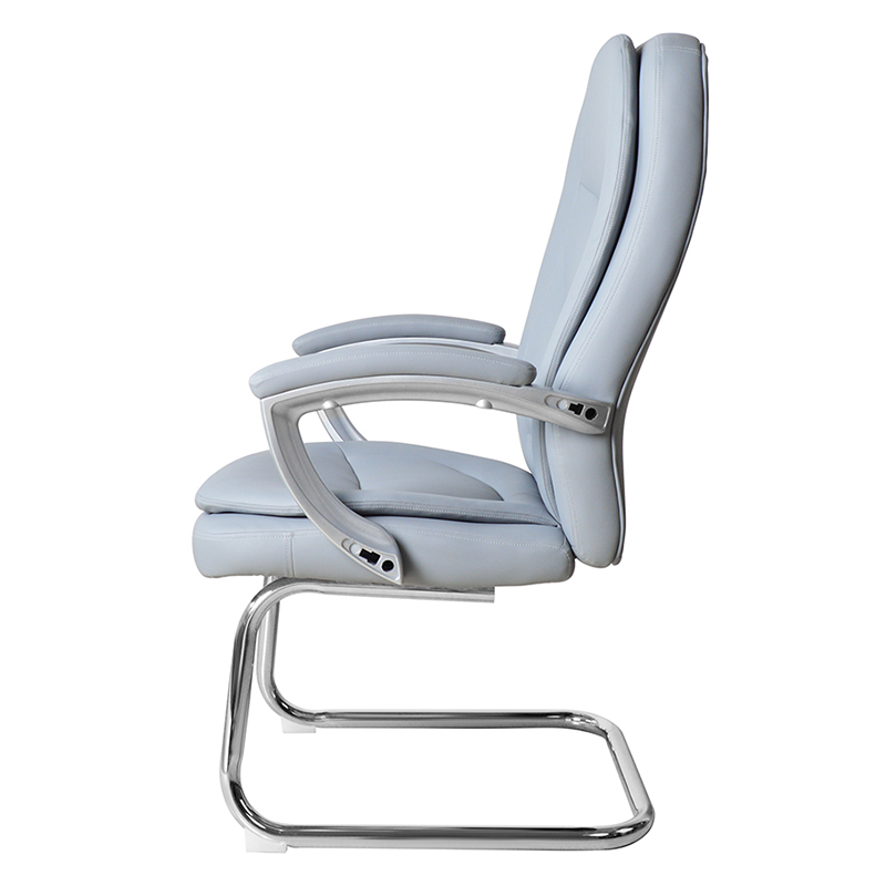 Moderni korkeaselkäinen nahkainen neuvottelutuoli kiinteällä kromijalustalla (M-6124)