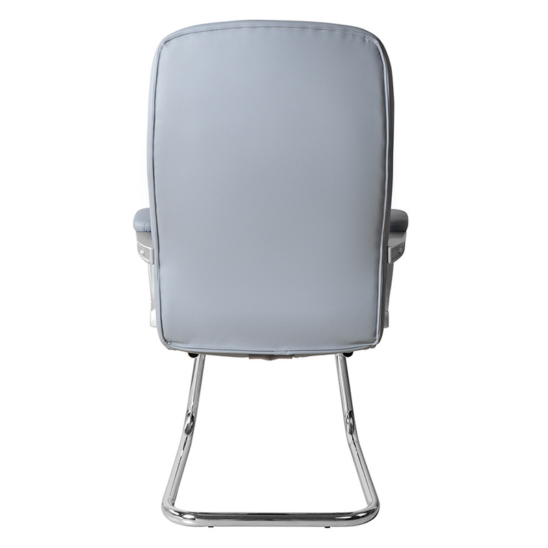 Moderni korkeaselkäinen nahkainen neuvottelutuoli kiinteällä kromijalustalla (M-6124)