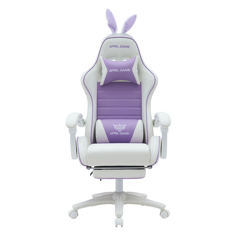 Synteettinen nahka 360 kääntyvä PVC PU mukava makuuasentoon söpö valkoinen violetti tyttöjen pelituoli Silla Gamer kilpa-ajoon (T-7114B)