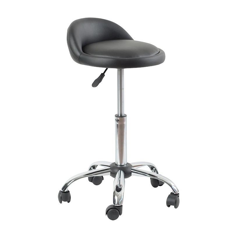 Musta PU matalaselkäinen pyöreä istuin kääntyvä nostotankotuoli pyörillä (GY-1021A)