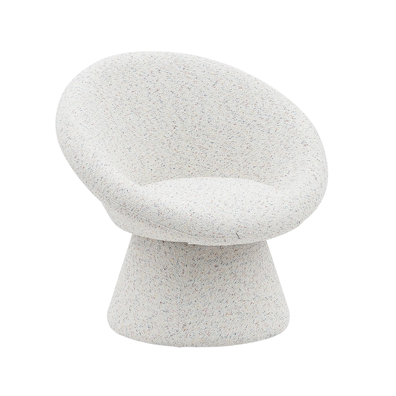 Nordic White Fabric Lazy Round Shape Olohuoneen tuoli Yhden istuttava sohva Accent lepotuolit selkänojalla (GY-645)